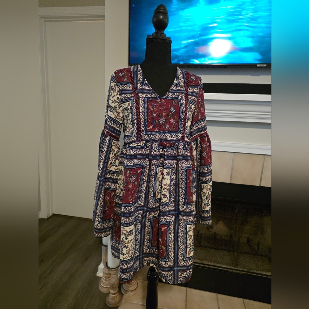 Altar'd State Floral Patchwork Mini Dress